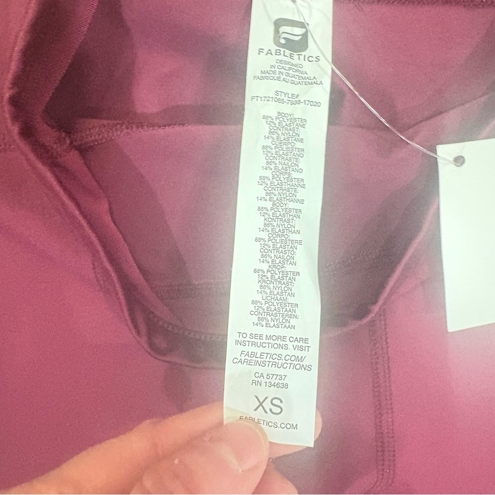 Fabletics NWT $55 Darby High-Waisted 7/8 Leggings Deep Plum XS high waist - Picture 6 of 10